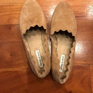 Chelsea and Violet tan suede flats
